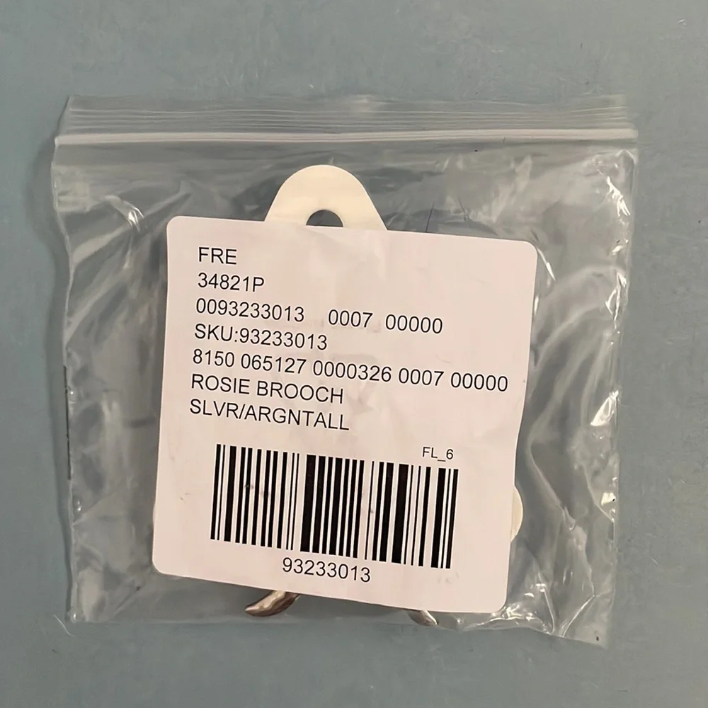 *5/$40 NWT Free People Silver Rosie Brooch with a silver rose attached to a bow! - Picture 8 of 11